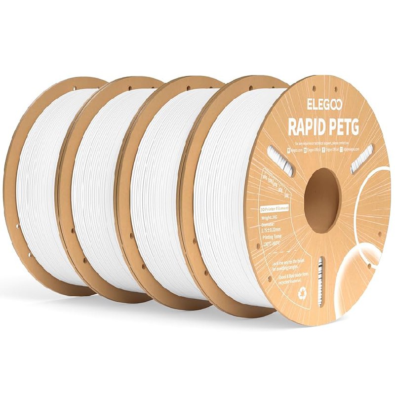 ELEGOO Filamento PETG Rápido 1.75 4KG Blanco