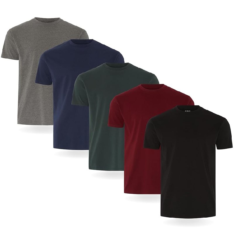 FM London Pack de 3/5 Camisetas Ricas en Algodón para Hombre, Entalladas