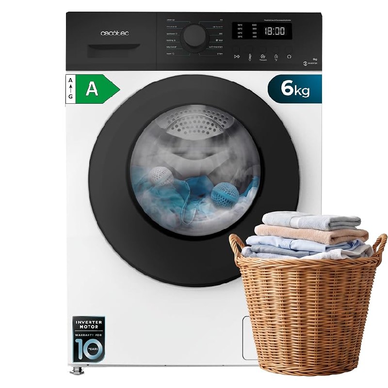 Cecotec Lavadora 6 Kg Carga Frontal Bolero DressCode 6150 Inverter A HairCatch Kit. 1650W