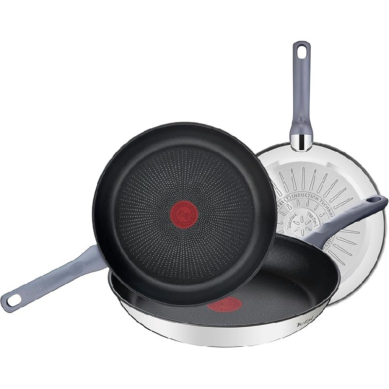 Tefal Daily Cook – Juego de 3 Sartenes 20/24/26 cm, Acero inoxidable