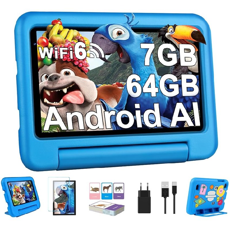 2026 Tablet Niños 7 Pulgadas Android, 7GB RAM+64GB ROM(TF 1TB)