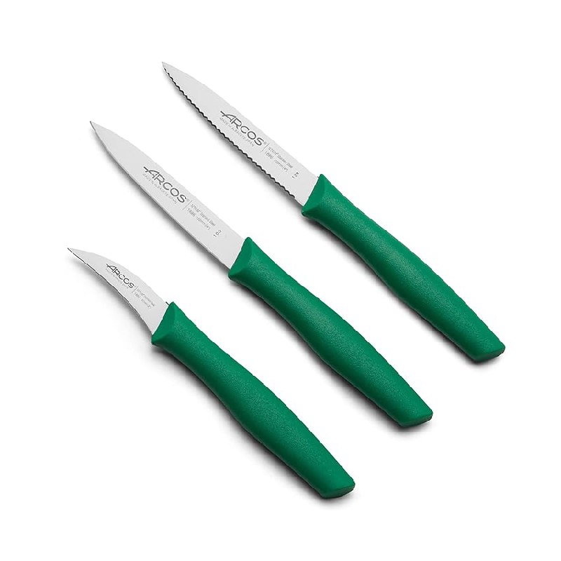 Arcos Nova Set 3 Cuchillos Peladores Acero Verde
