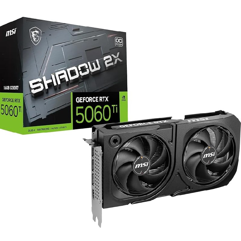 MSI GeForce RTX 5060 Ti 16G Shadow 2X OC Plus – Tarjeta gráfica RTX 5060 Ti