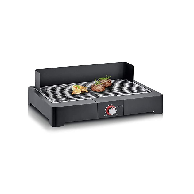 Severin Barbacoa de mesa con parrilla de acero inoxidable para interior y exterior