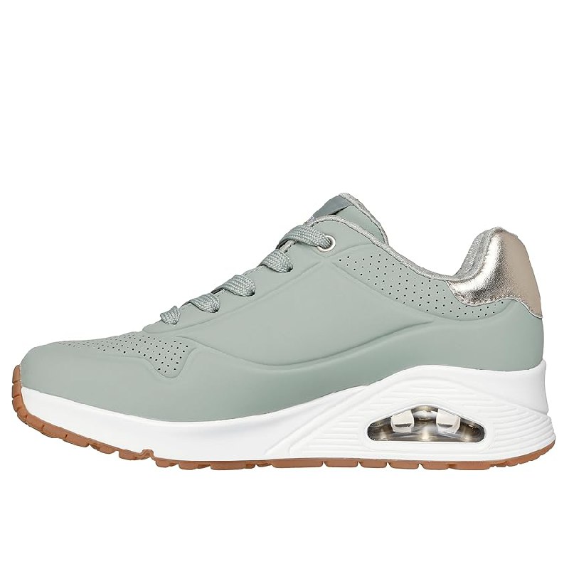 Skechers Uno Golden Air Zapatillas para Mujer, Sage Durabuck/Silver Trim