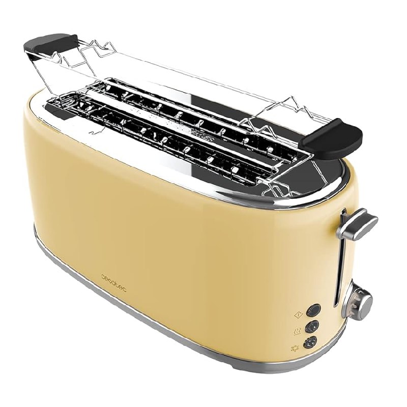 Cecotec Tostadora 4 Rebanadas Toast&Taste 1600 Retro Double Beige. 1630 W