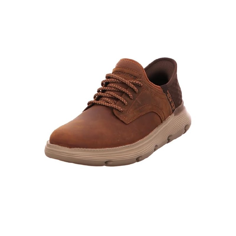 Skechers Hombre Garza Gervin Slip-On, Dark Brown Leather