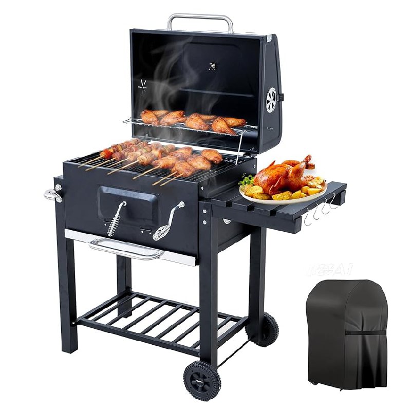 BELONID Barbacoa de Carbón, Parrilla con Tapa de Acero de 56×42,5 cm