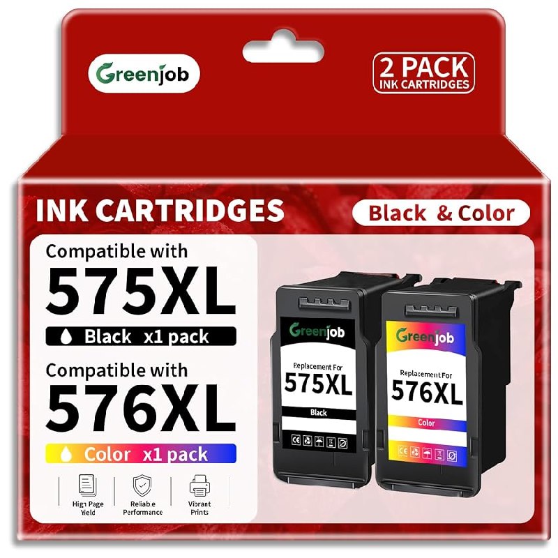Greenjob 575XL 576XL Cartuchos de Tinta Compatible para Tinta Canon 575 y 576 XL PG