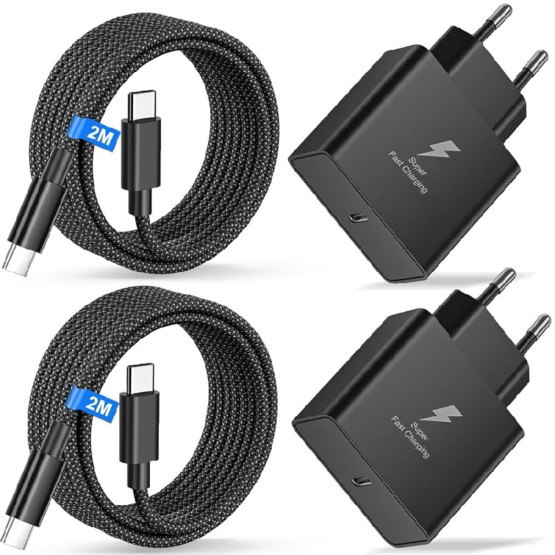 45W [Pack de 2] Cargador USB C Carga Rapida para Samsung Galaxy S26 S25 Ultra/S24/S23+/S23/S22/S21/S20/Note20/A73/A53