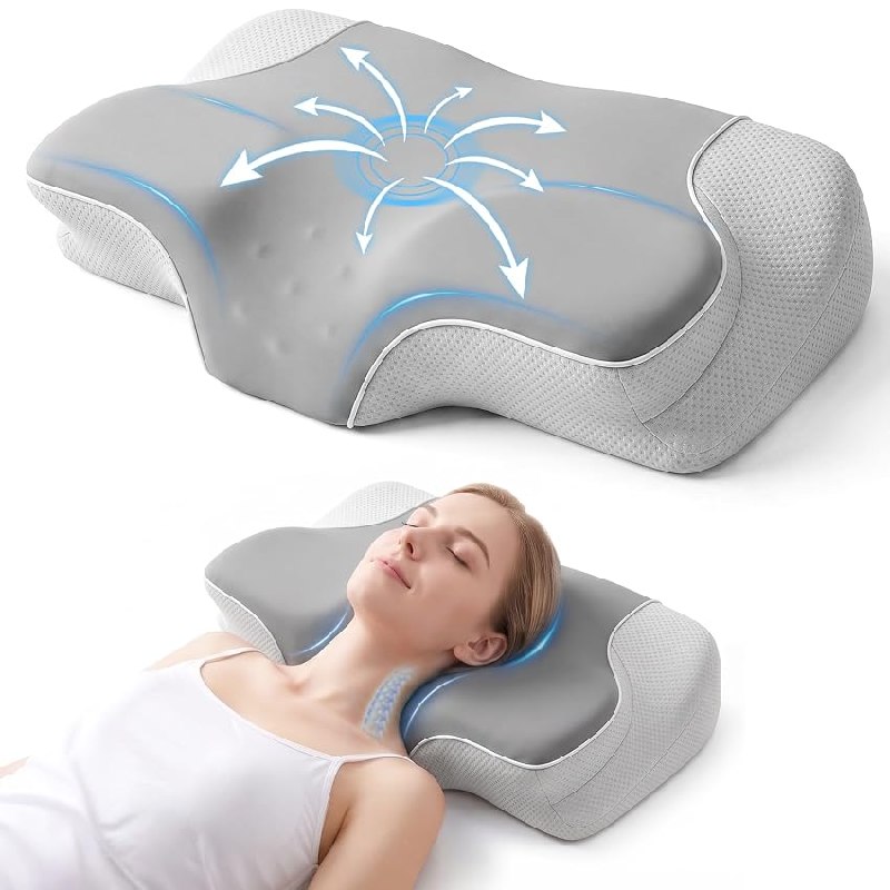 CloudNook Almohada Cervical de Espuma de Memoria – Almohada Viscoelástica Ergonómica