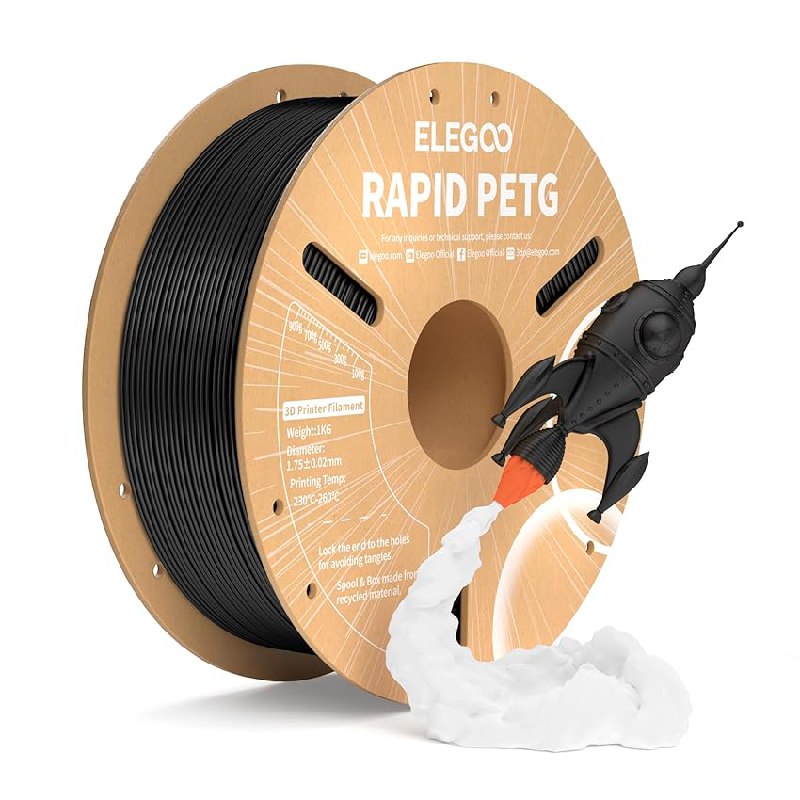 ELEGOO Filamento PETG Rápido 1.75 1KG Negro