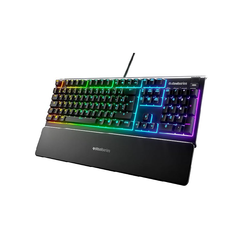 SteelSeries Apex 3 – Teclado RGB para gaming – Iluminación RGB de 10 zonas