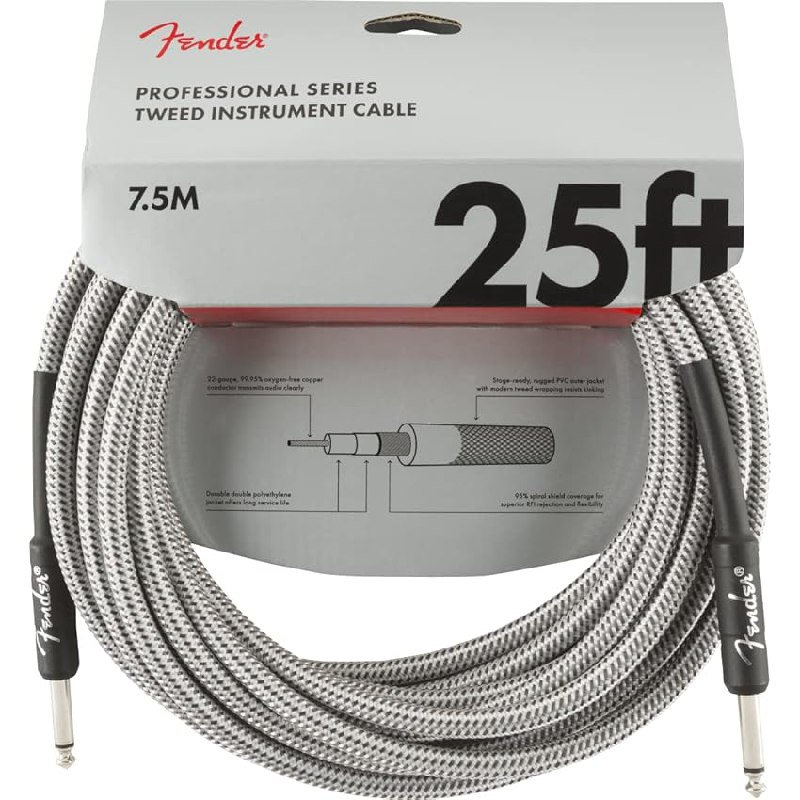 Fender PRO 25 INST CABLE WHT TWD