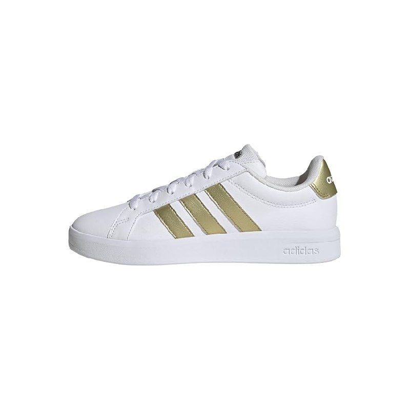adidas Mujer Grand Court Base 3.0 Shoes, FTWR White/Thermal Chrome/Core Black
