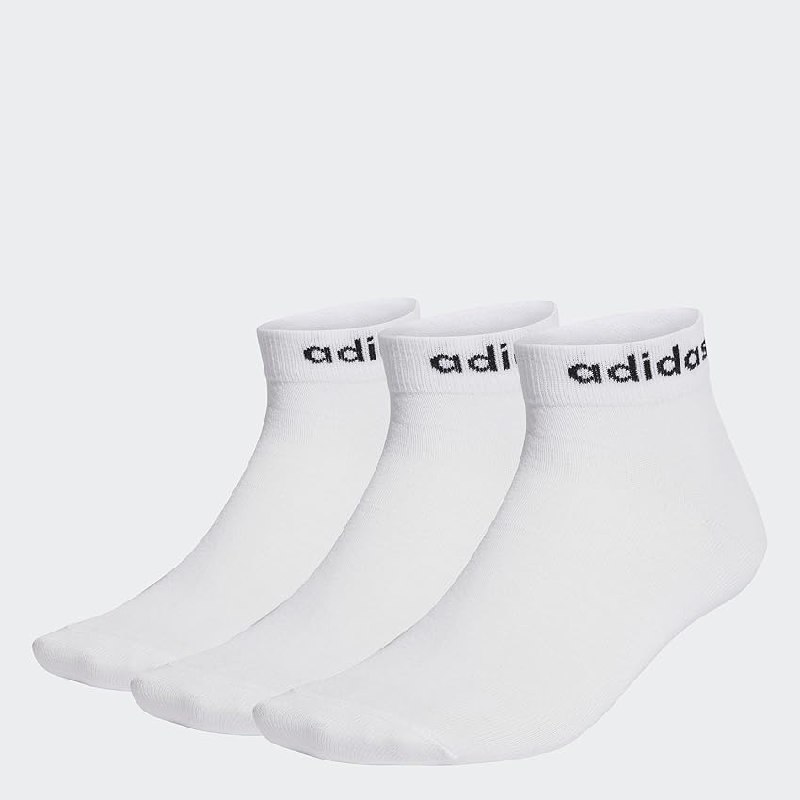 adidas Unisex niños Think Linear Ankle Socks 3 Pairs, White / Black