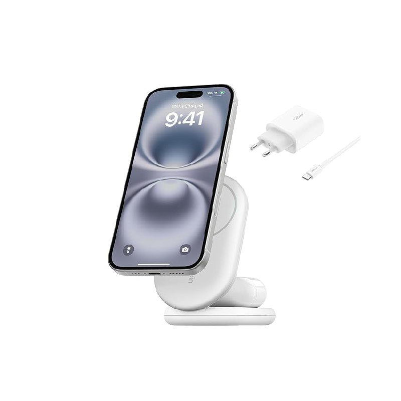 Belkin BoostCharge Cargador Magnético Plegable Qi2 15W, Estación de Carga Inalámbrica