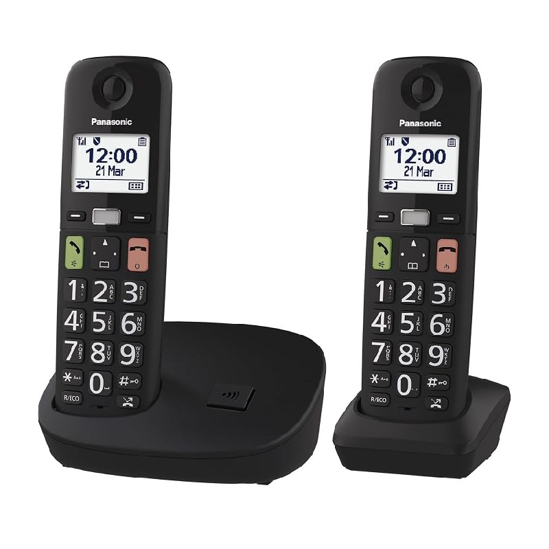 Panasonic KX-TGU112EXB Teléfono Inalámbrico Digital, Unidad Base y 2 Auriculares