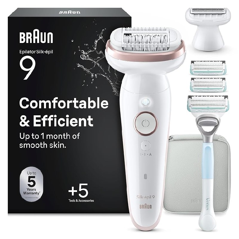 Braun Silk·épil 9 Depiladora Eléctrica Mujer, 9-130 Blanco/Flamenco