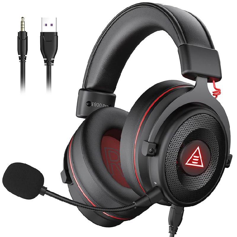 EKSA Auriculares Gaming con Cable, Cascos Gaming con Microfono y Cancelacion de Ruido