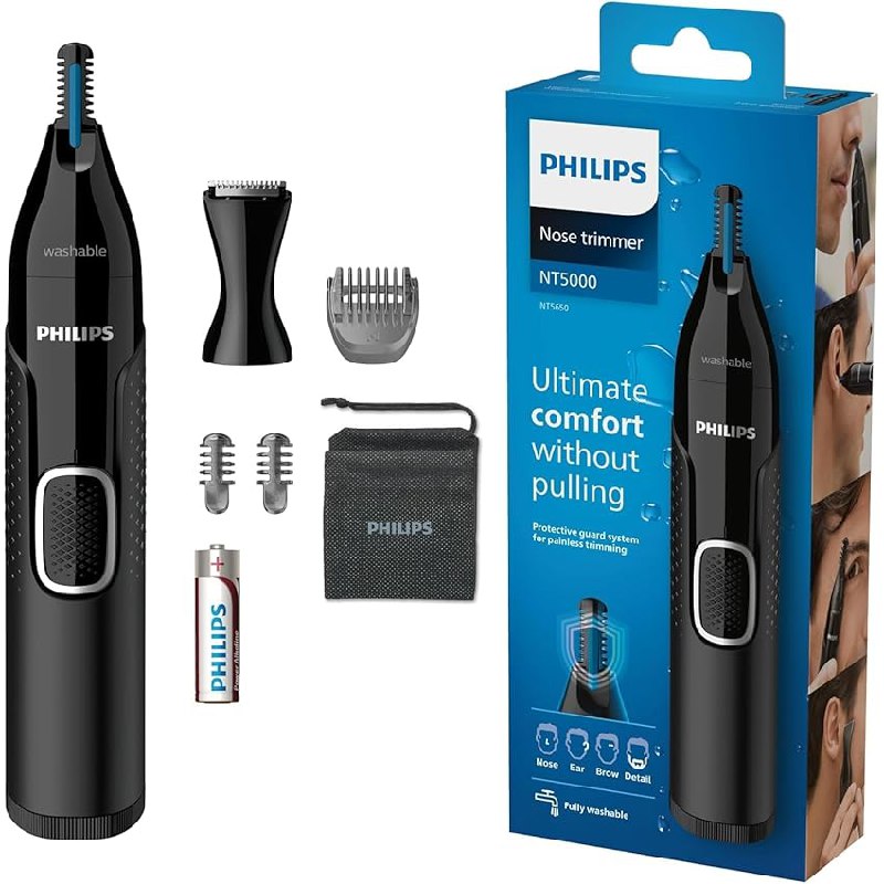 Recortador de nariz, orejas y cejas Philips Series NT5650/16 5000 que funciona con pilas