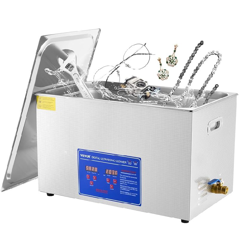 VEVOR Limpiador ultrasónico, 30L Limpiador Ultrasonidos Profesional de Acero Inoxidable