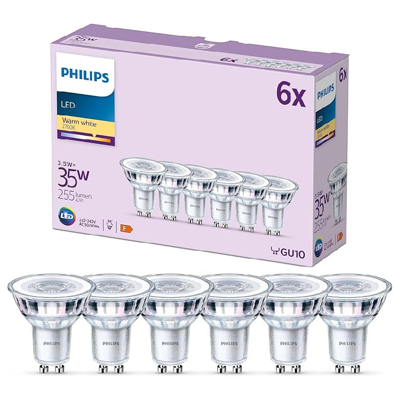 PHILIPS Classic Foco LED PAR16 GU10 2700K 255lm 3.5W/35W Blanco