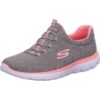 Skechers Mujer Summits 12980 Zapatillas, Gray Mesh/ Pink Trim