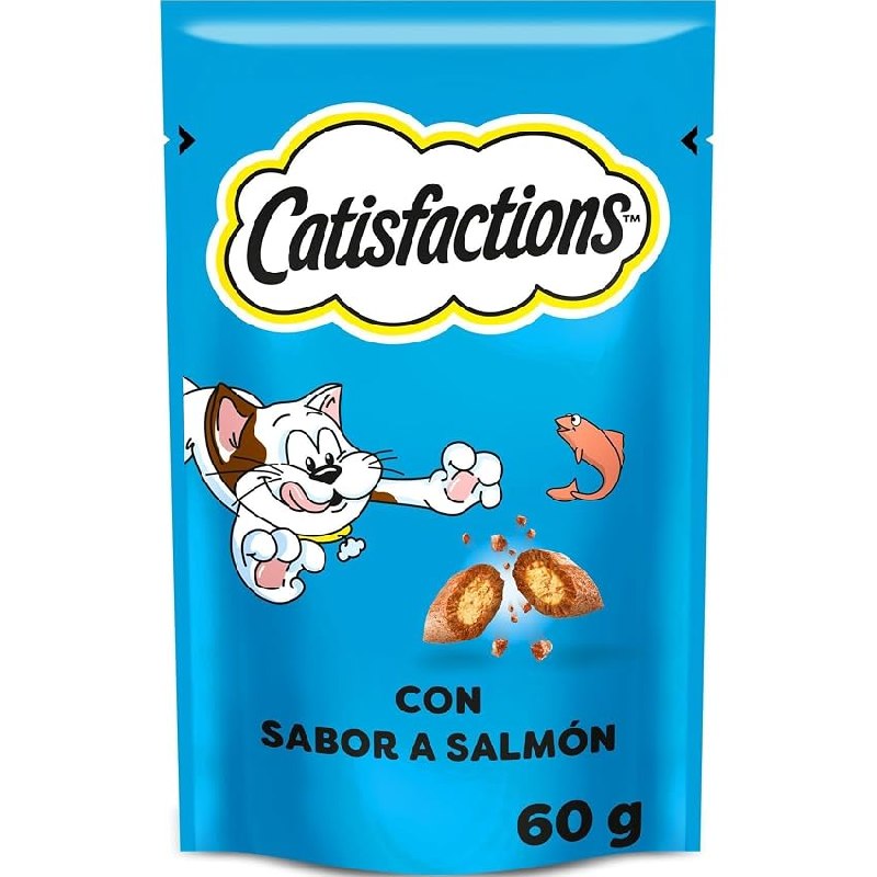 Mars Catisfactions Premios para Gatos, Sabor Salmón (Pack de 6 x 60g)