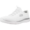 Skechers Mujer Summits Artistry Chic Zapatillas, White Mesh/Silver & Gray Trim