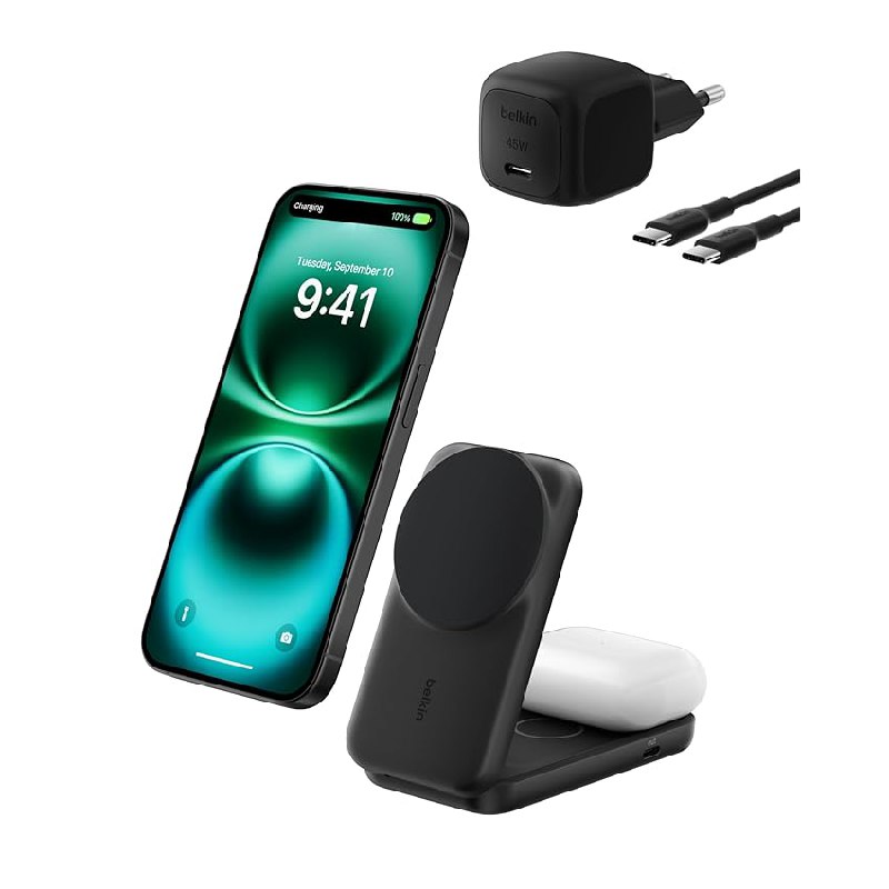 Belkin UltraCharge Cargador Inalámbrico Magnético 2 en 1 Qi2 25 W