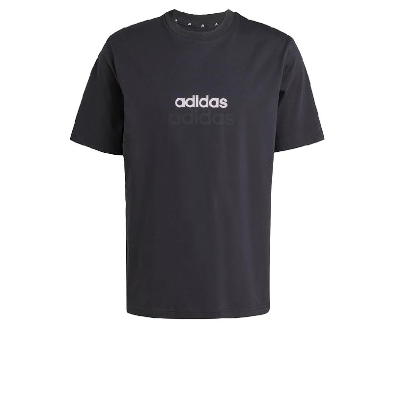 adidas Hombre Essentials Linear Single Jersey Shirt, Black/White