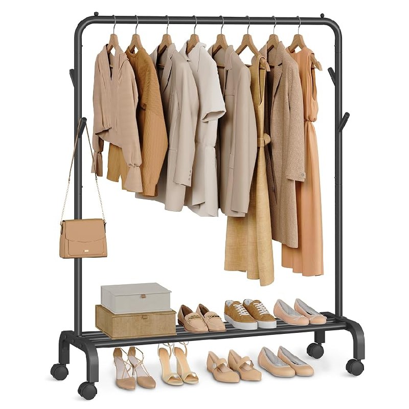 SONGMICS Burro para Ropa con Ruedas, Tubo de Acero