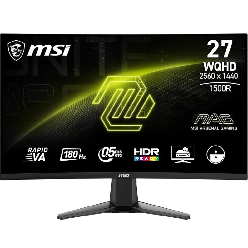 MSI mag 27CQ6FA Monitor Curvo Gaming WQHD de 27″: Panel VA rápido de 1500R y 2560 x 1440