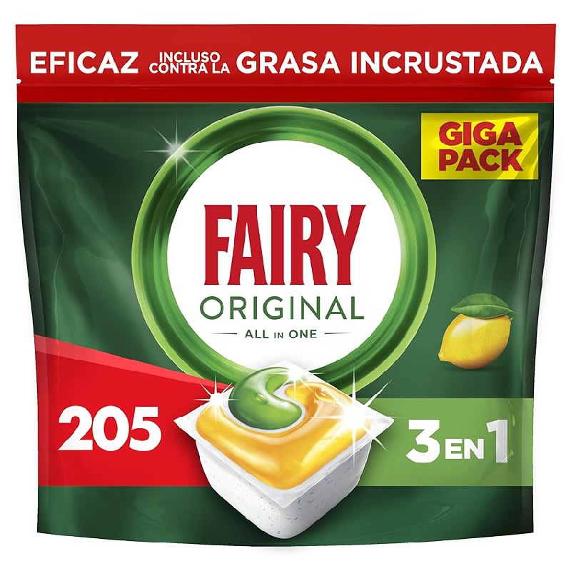 Fairy Original TodoEn1 Cápsulas Lavavajillas Máquina Limón, 5×41 Cápsulas