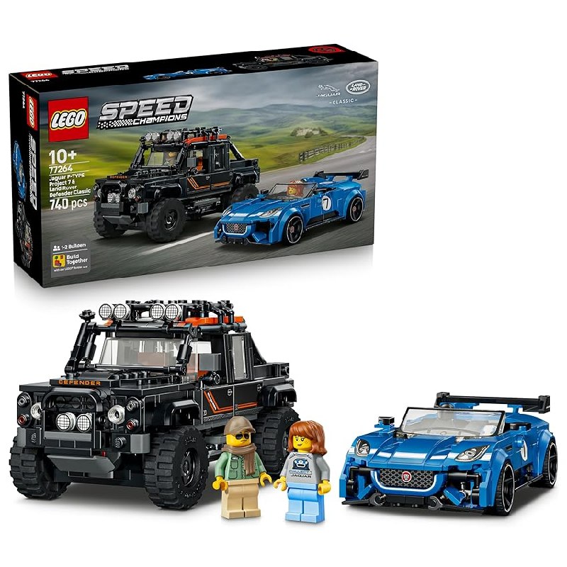LEGO Speed Champions Jaguar Project 7 y Land Rover Defender – Kit de Maquetas con