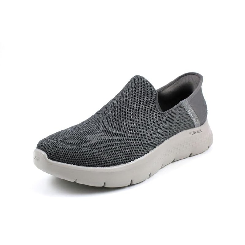 Skechers Hombre Go Walk Flex No Hands Slip-In ENTRENADOR, Dark Grey Textile