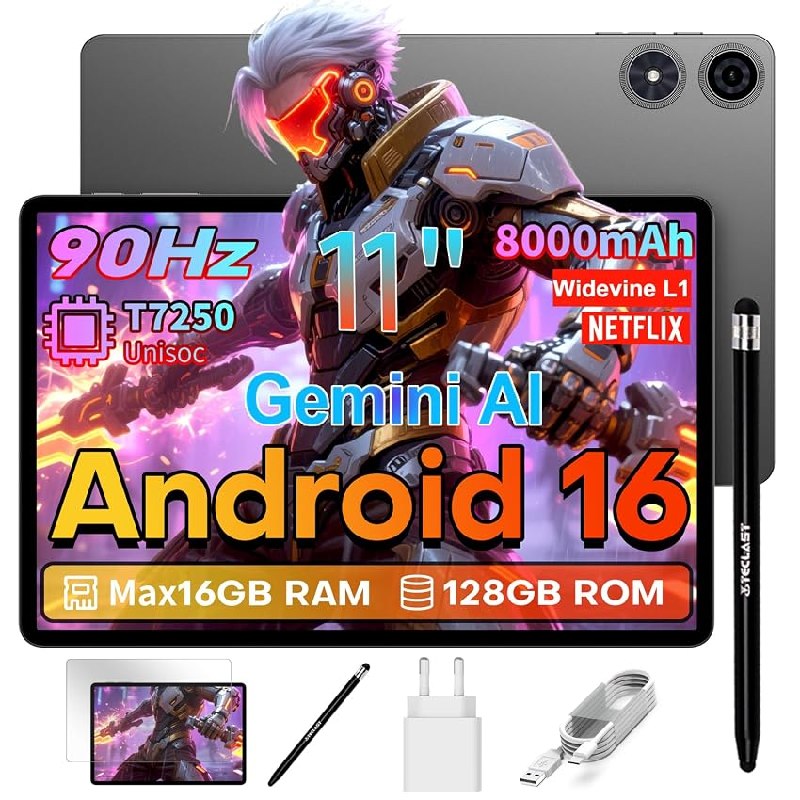 TECLAST P50T Tablet 11 Pulgadas Android 16 Tableta 90Hz, T7250 2GHz Octa