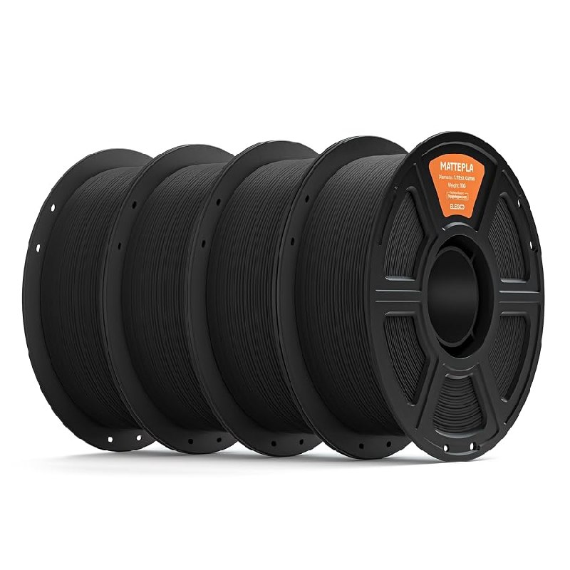 ELEGOO Filamento PLA MATE 1.75 4KG Negro