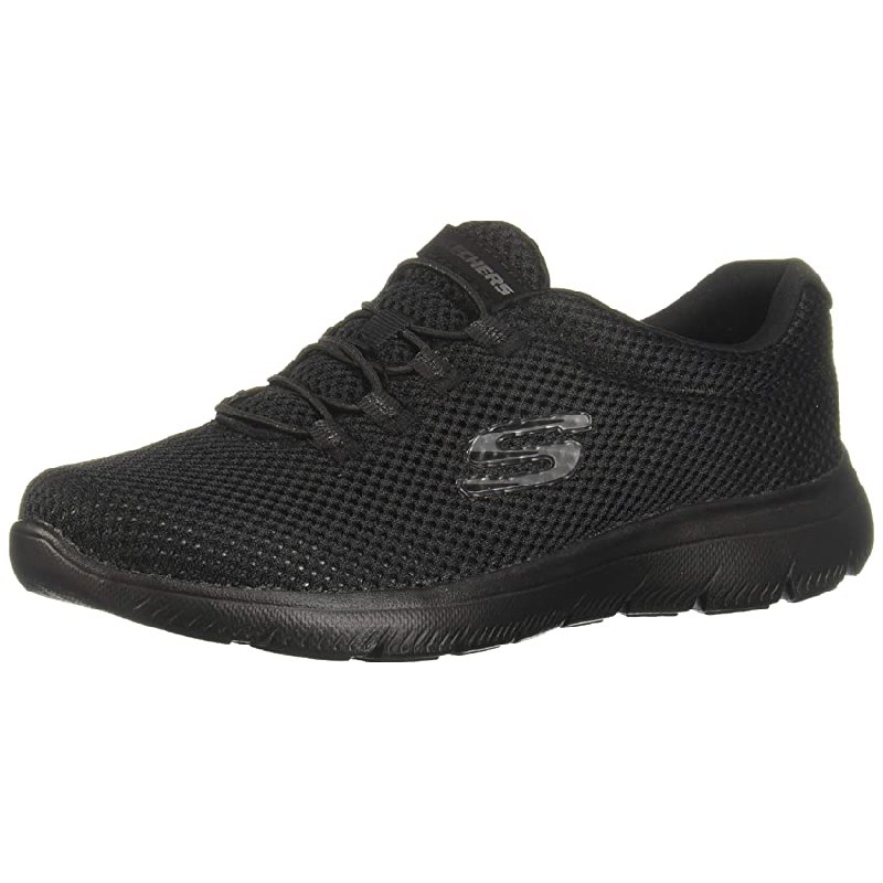 Skechers Mujer Summits Trainer, Black Mesh/ Trim
