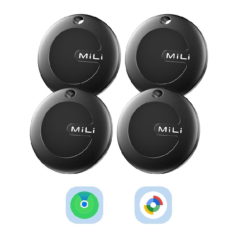 MiLi MiTag Duo Smart Tracker Pack de 4 para Buscar de Apple y Localizador de Google