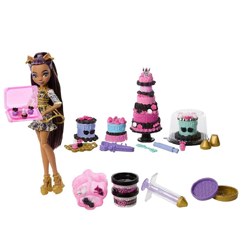 Monster High Scary Sweet Birthday Kit Pasteles con muñeca Clawdeen Wolf