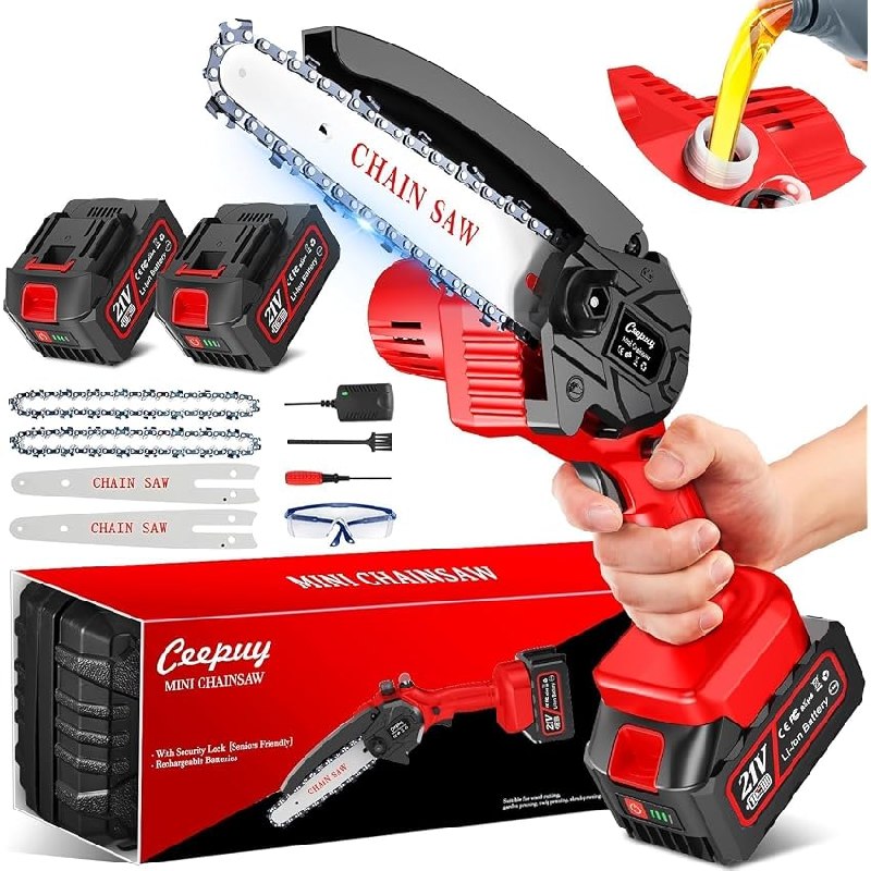 CEEPUY 2x4000mAh Mini Motosierra Batería, 6 Pulgadas
