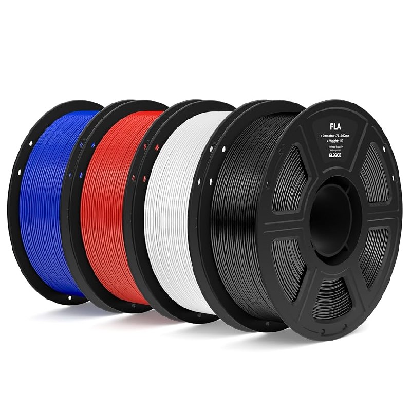 ELEGOO Filamento PLA 1.75 4KG Negro Blanco Rojo Azul