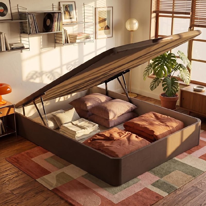 What The Sleep | Canapé Abatible de Madera Gran Capacidad | 135×190 | Montaje y Retirada