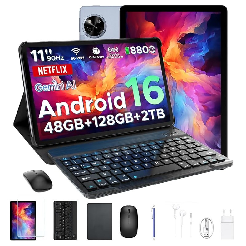 P11 Android 16 Tablet 11 Pulgadas, 48GB RAM + 128GB ROM/2TB TF