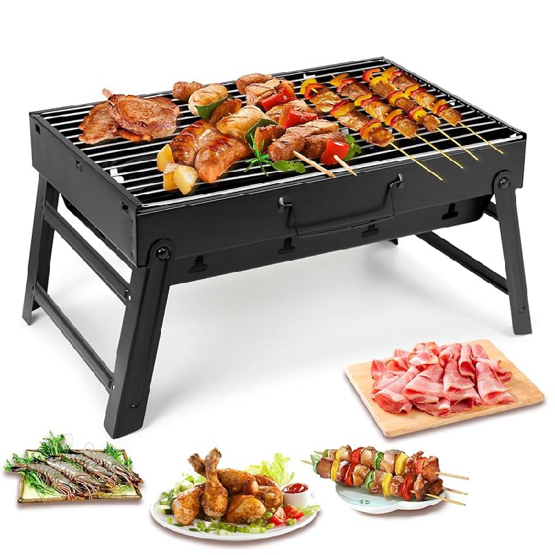 Uten Barbacoas Portátiles de Carbón, Parrilla de Acero Inoxidable para Ahumar y Acampar al Aire Libre