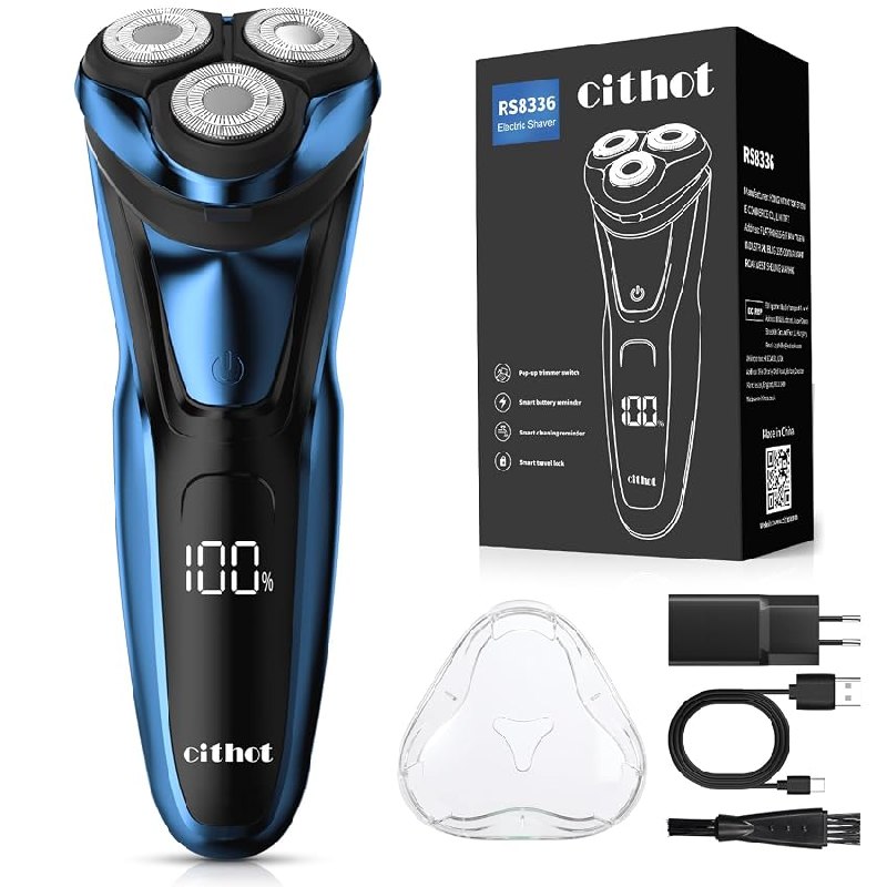 CITHOT Maquinilla de Afeitar Hombre de acero inoxidable impermeable IPX 7
