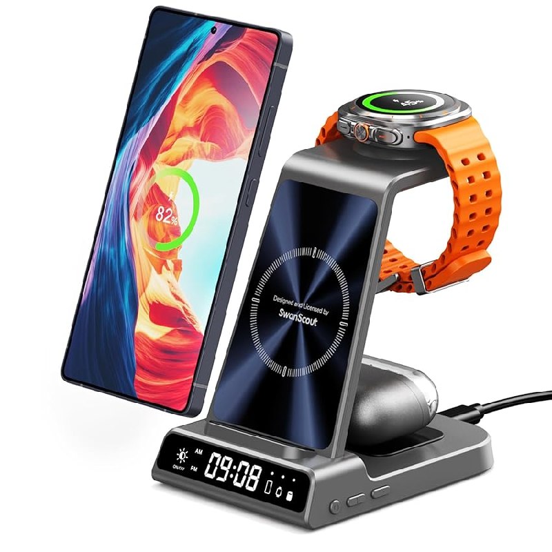 Cargador Inalámbrico para Samsung, Estación de Carga 3 en 1 para Samsung