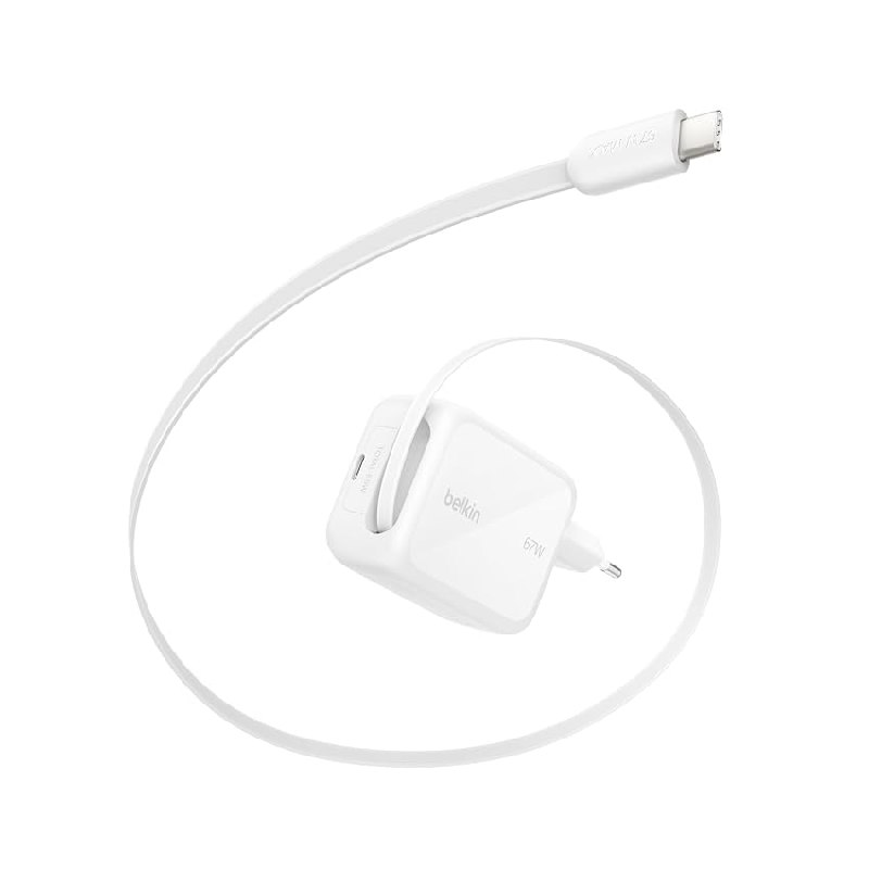 Belkin Cargador USB C con Cable USB C Retráctil y Puerto USB-C